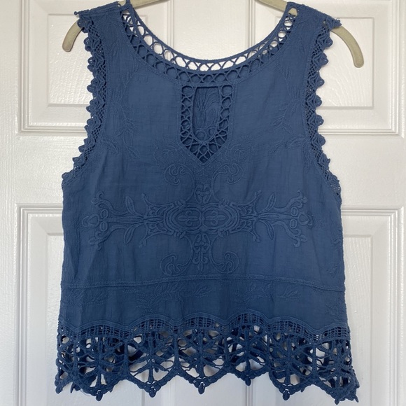 Crochet Blue Blouse - Picture 1 of 6